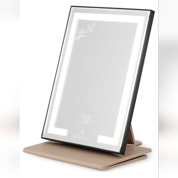 Impressions Liane V Touch Pad Mini LED Makeup Mirror- Black/Beige - Picture 7 of 12